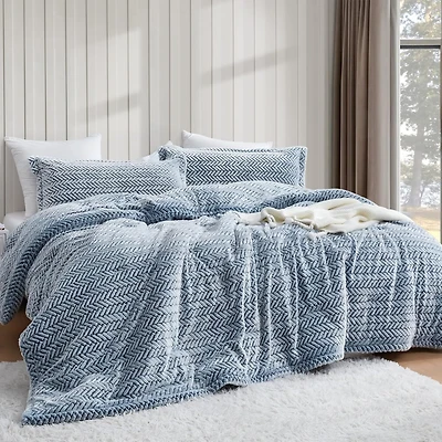 Cozy Peaks - Coma Inducer Oversized Comforter Set - Chevron Frosted Navy , Twin Xl