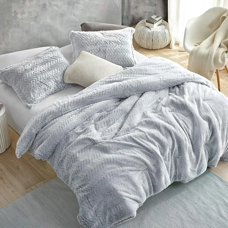 Peak of Cozy - Coma Inducer Oversized Comforter Set - Chevron Frosted Gray