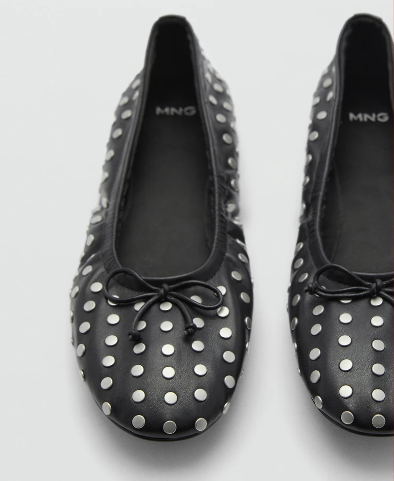 Mango Women's Studded Bow Ballerina Shoes