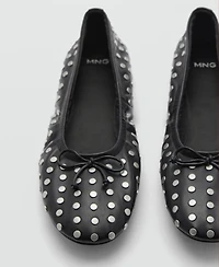 Mango Women's Studded Bow Ballerina Shoes
