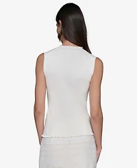 Karl Lagerfeld Paris Women's Ruffled Rib-Knit Sleeveless Top