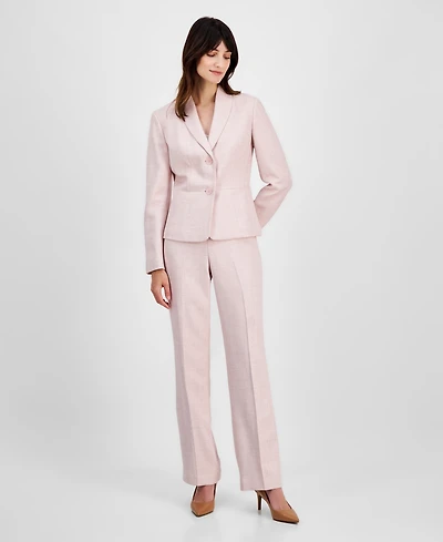 Le Suit Women's Two-Button Shawl Collar Jacket & Side-Zip Pants, Regular Petite
