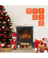 Sugift 16in 1500W Electric Fireplace 3D Flame Space Heater, Stove Heater