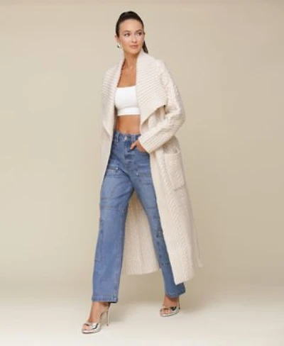 Avec Les Filles Open Front Duster Sweater Coat Straight Leg Carpenter Jeans