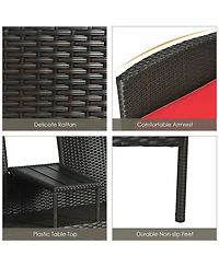 Sugift Modern Patio Set with Built-in Coffee Table and Cushions