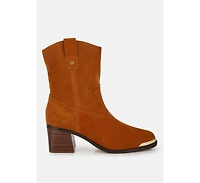 Emberly Suede Square Toe Ankle Boots
