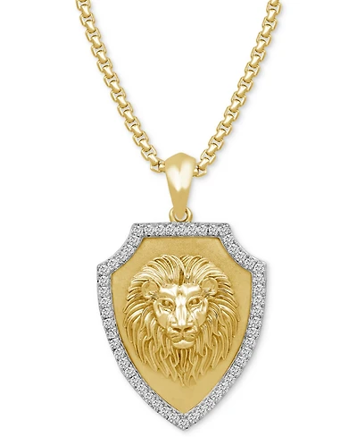 Men's Diamond Lion 22" Pendant Necklace (1/3 ct. t.w.) in 14k Yellow Gold-Plated Sterling Silver