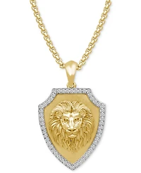 Men's Diamond Lion 22" Pendant Necklace (1/3 ct. t.w.) in 14k Yellow Gold-Plated Sterling Silver