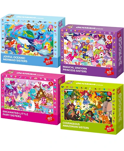 Quokka 4 x 60 Pieces Puzzles for Kids Ages 4-6 - Educational Search & Find Toy