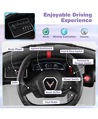 Hongge 12V Electric Kids Ride On Car Licensed Chevrolet Corvette C8 with Remote Control Ages 3+ Years Old