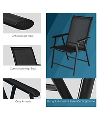 Sugift 4-Pack Patio Folding Chairs Portable for Outdoor Camping-Black