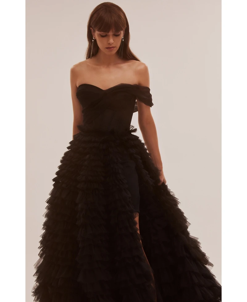 Milla Women's Timeless One-Shoulder Frill-Layered Ball Gown