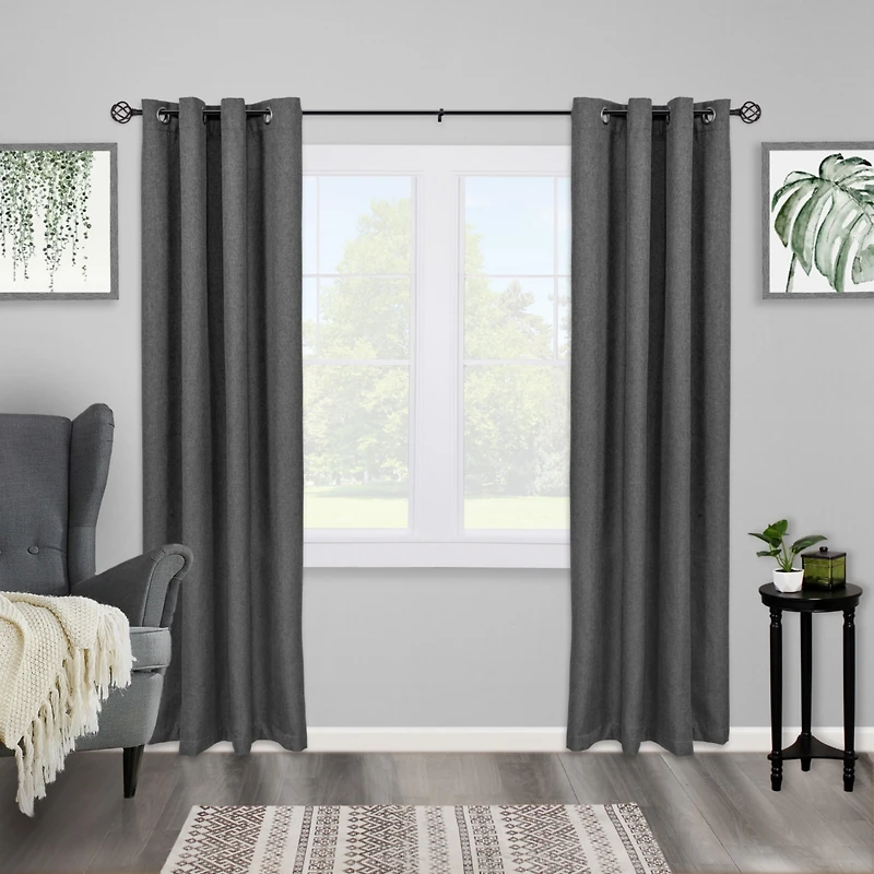 Kenney Cage 5/8-Inch Decorative Curtain Rod Black and Pewter with Stylish Finials