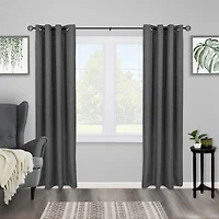 Kenney Cage 5/8-Inch Decorative Curtain Rod Black and Pewter with Stylish Finials