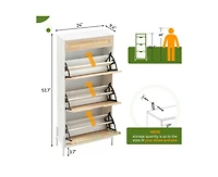 gaomon Shoe Cabinet, Rattan Shoe Cabinet with 3 Flip Drawers, Hidden Shoe Organizer for Entryway or Hallway with Metal Legs, Narrow Shoe Rack Cabinet