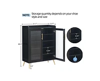 gaomon Shoe Cabinet with Glass Doors, 5-Tier Entryway Shoe Organizer Storage Rack with Large Storage and Adjustable Shelves for Hallway, Living Room,