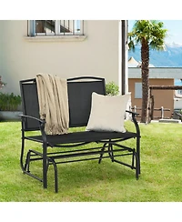 Sugift Iron Patio Rocking Chair for Outdoor Backyard and Lawn-Black