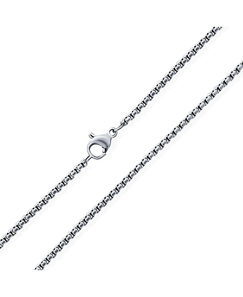 Bling Jewelry Unisex Thin Strong Simple Basic 2MM Yellow Rose Gold Plated Silver Tone Stainless Steel Basic Venetian Box Link Chain Necklace