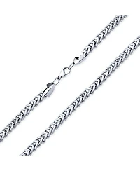 Bling Jewelry Heavy Duty Biker Jewelry Gold Plated Silver Tone Stainless Steel 6MM Flat Square Wheat Link Foxtail Chain Necklace