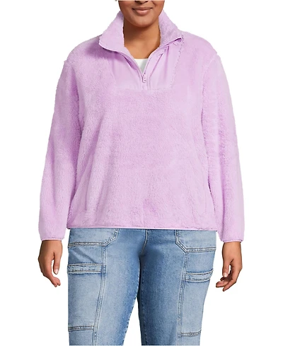 Lands' End Plus Half Zip Cozy High Pile Fleece Pullover