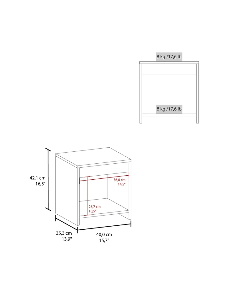 Fm Furniture Anegam Nightstand with Open Storage, Black