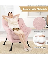 Large Lazy Chair with Cozy Head Pillow Stylish Tufted Back & Seat Armrests