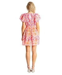 La Moda Clothing Women's Lace Trim Mini Shift Dress