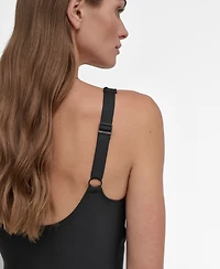 Dkny Women's Shirred Keyhole Detail One-Piece Swimsuit