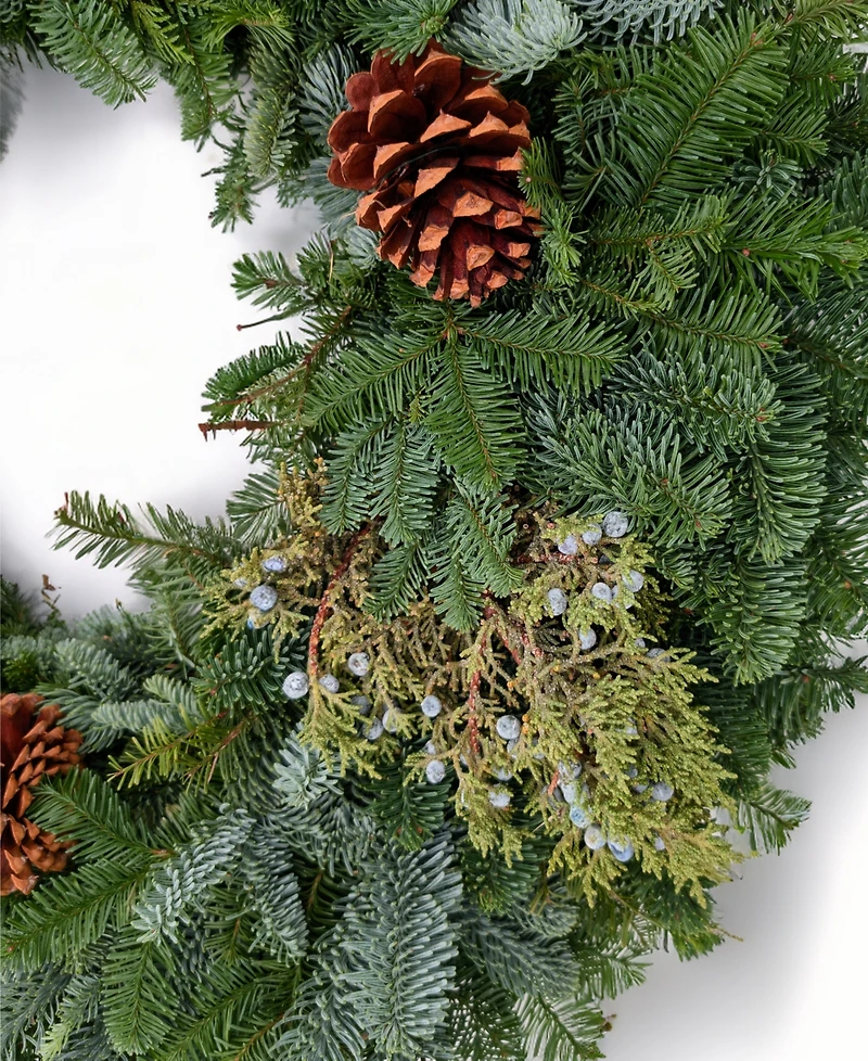 International Christmas Innovation Traditional Noble Fir Fresh Wreath, 28''