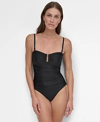 Dkny Women's Textured Shirred One-Piece Swimsuit