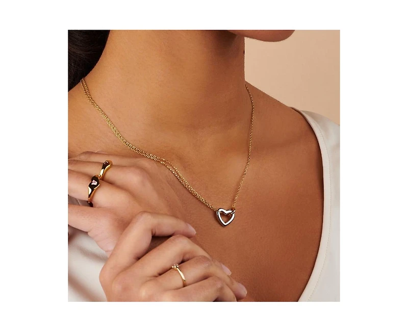 Heart Pendant Two-Tone Necklace in Sterling Silver