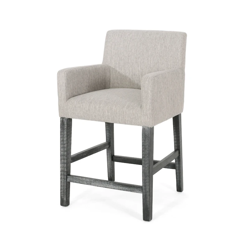 Upholstered 26 Inch Counter Stool - Light Gray/Gray