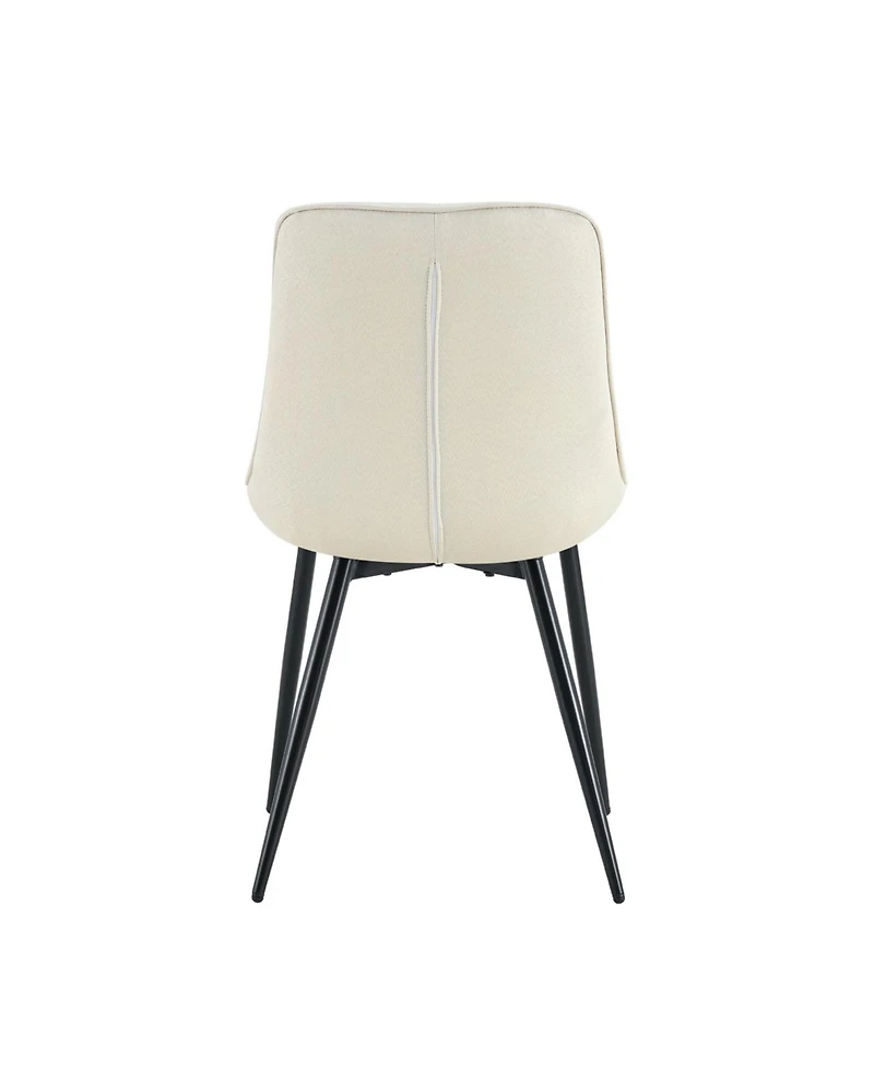 Streamdale Modern Creamy white Fabric Dining Chair with Stylish Grid Pattern