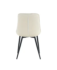 Streamdale Modern Creamy white Fabric Dining Chair with Stylish Grid Pattern