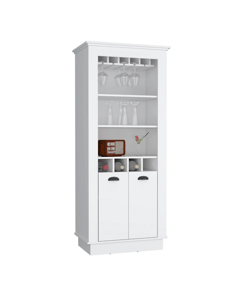 Gale Bar Cabinet Elegant Multi-Storage Unit with Built-in Bottle and Glass Racks, White