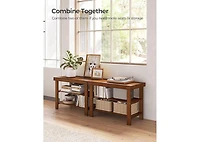 Songmics Home 3 Tier Entryway Bamboo Shoe Storage Organizer with Bench, Walnut Color