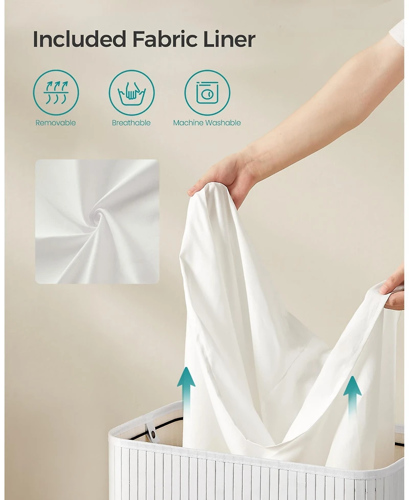 Songmics Home 26.5 Gallon Laundry Hamper with Lid and Handles, Dove Grey