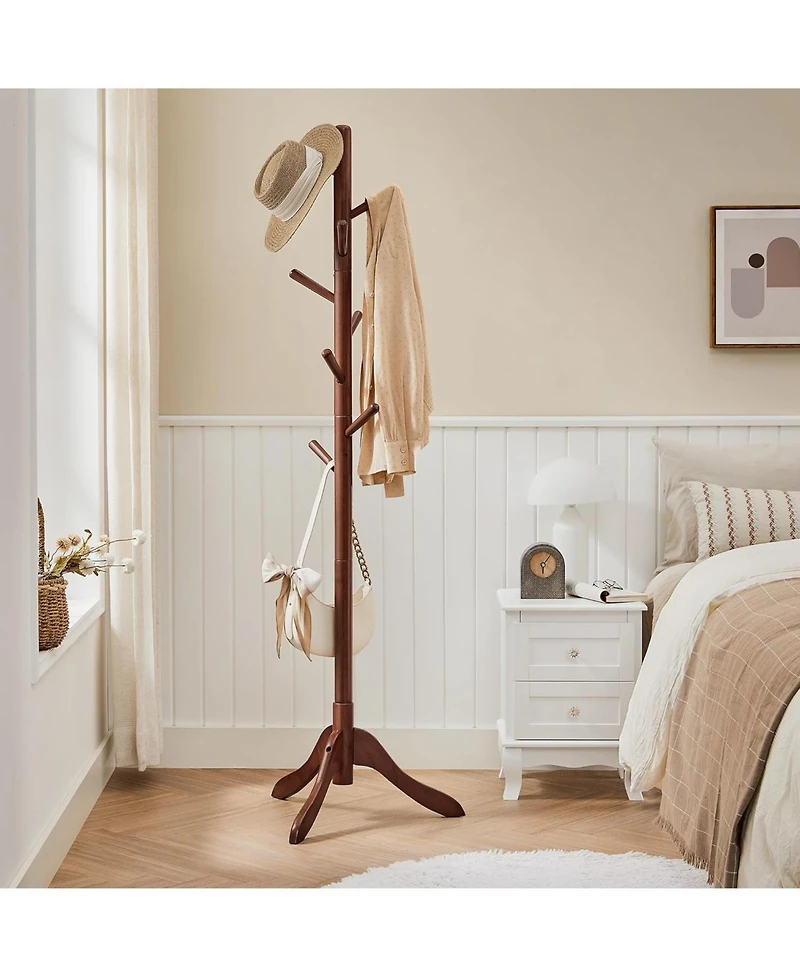 Songmics Home Free Standing Tree-Shaped Coat Rack with adjustable Height Options, Ideal for the Living Room, Bedroom, Brown