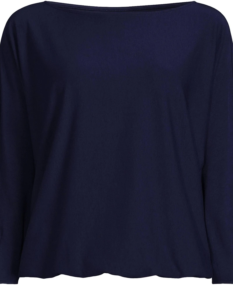 Lands' End Women's Lightweight Jersey 3/4 Sleeve Dolman Blouson Top