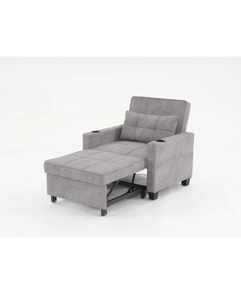 Slickblue 3-in-1 Convertible Futon Chair Bed with Usb Ports Wear-Resistant & Anti-Scratch Sleeper