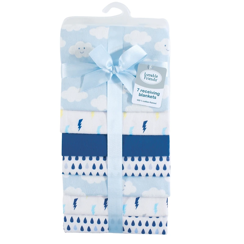 Luvable Friends Boys Essential 7-Pack Flannel Blankets