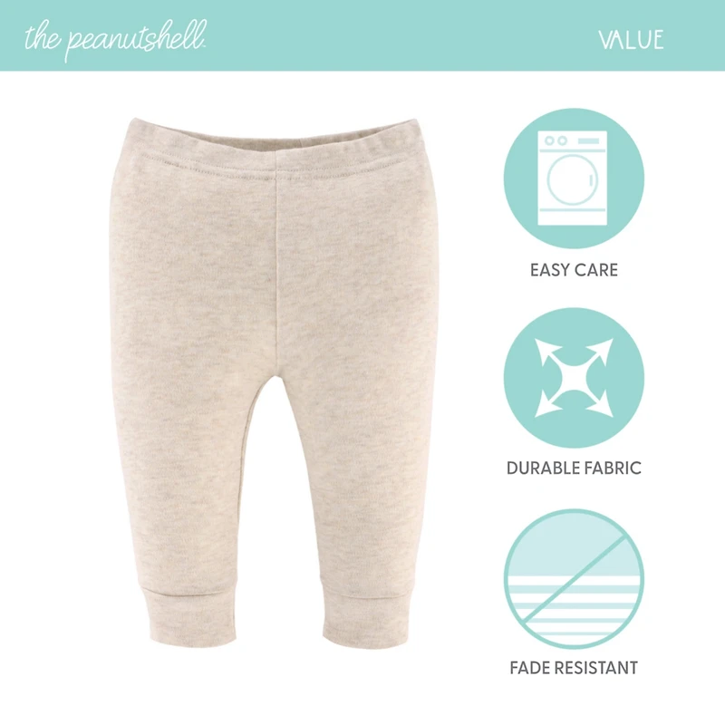 The Peanutshell Baby Boy & Girl Pants, 5-Pack, Earthy Neutrals