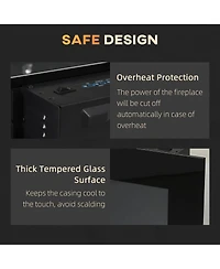 Homcom Recessed Fireplace Heater with Realistic Led Flames and Overheat Protection