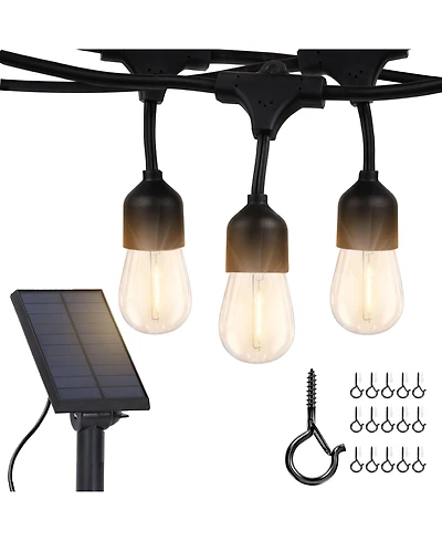 Ambience Pro Heavy Duty Solar-Powered Led Outdoor String Lights with 15 Hooks (48 ft.)