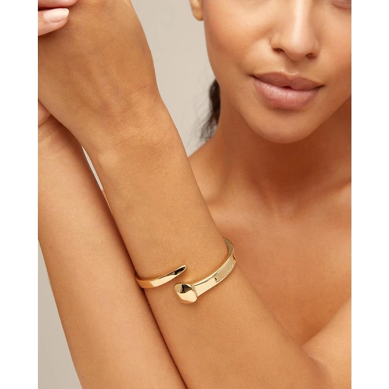 UNOde50 Sterling Silver and 18K Gold Plated Rigid Nail Shape Bracelet