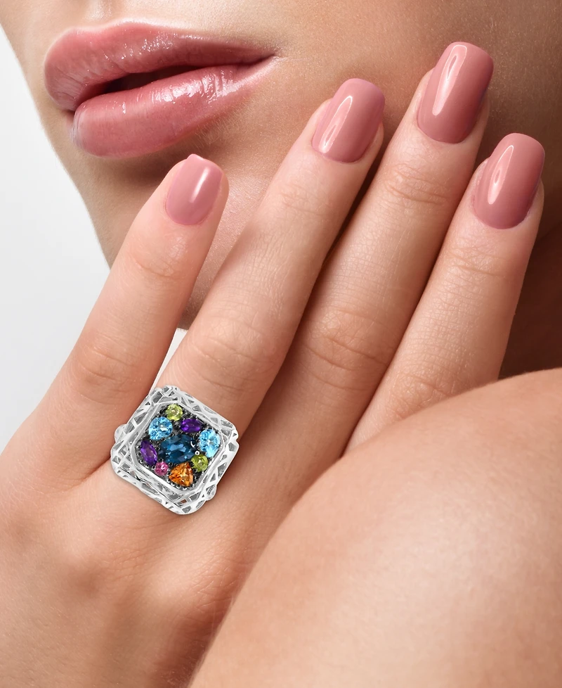 Effy Multi-Gemstone Cluster Ring (2-1/3 ct. t.w.) in Sterling Silver