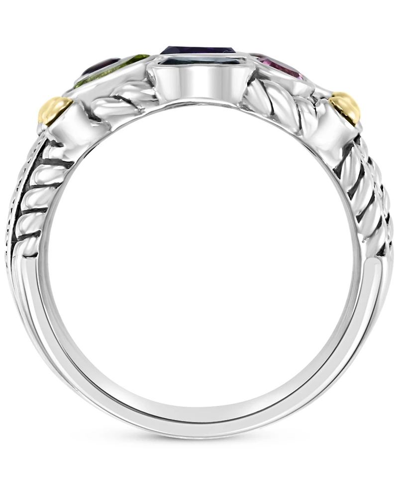 Effy Multi-Gemstone (1-1/3 ct. t.w.) Multi-Row Ring in Sterling Silver