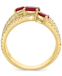 Effy Ruby (1-1/20 ct. t.w.) & Diamond (3/8 ct. t.w.) Open Crossover Statement Ring in 14k Gold