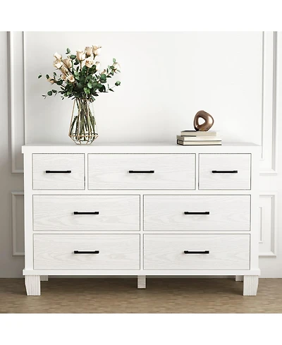 Dresser for Bedroom, 7 Drawers Modern Wood Dresser, 51" Wide Chest of Drawers Closet, Wooden Dresser Organizer ,White