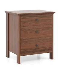 Gymax 3-Drawer Nightstand Wooden Bedside Table Modern Side End Table Walnut